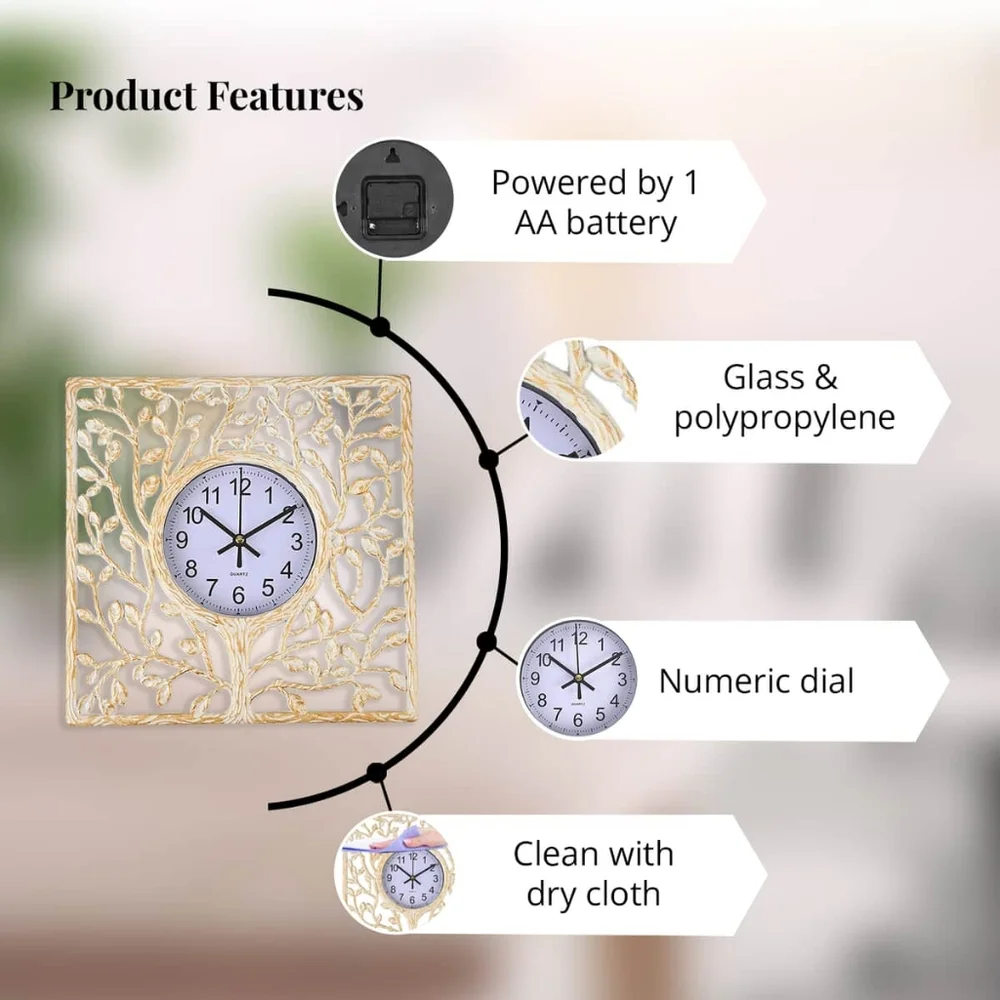 Vintage Beige Tree Wall Clock - NWOB - Picture 6 of 6